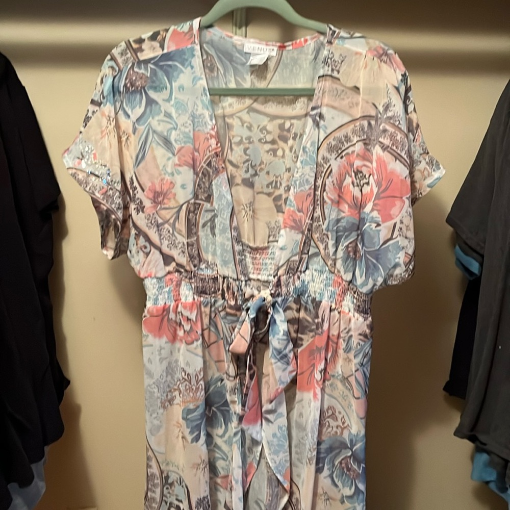 Long wrap raglan to wear over clothes or bathing suits